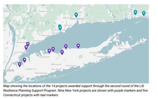 Map 14 projects awarded support of the LIS Resilience Planning Support Program